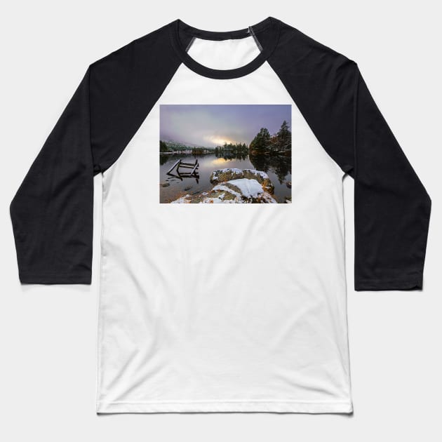 Loch Gamhna Sunset Baseball T-Shirt by Reg-K-Atkinson